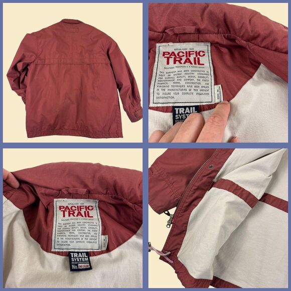 90s M hooded windbreaker by Pacific Trail, vintage burgundy outdoors mens jacket - Picture 3 of 10